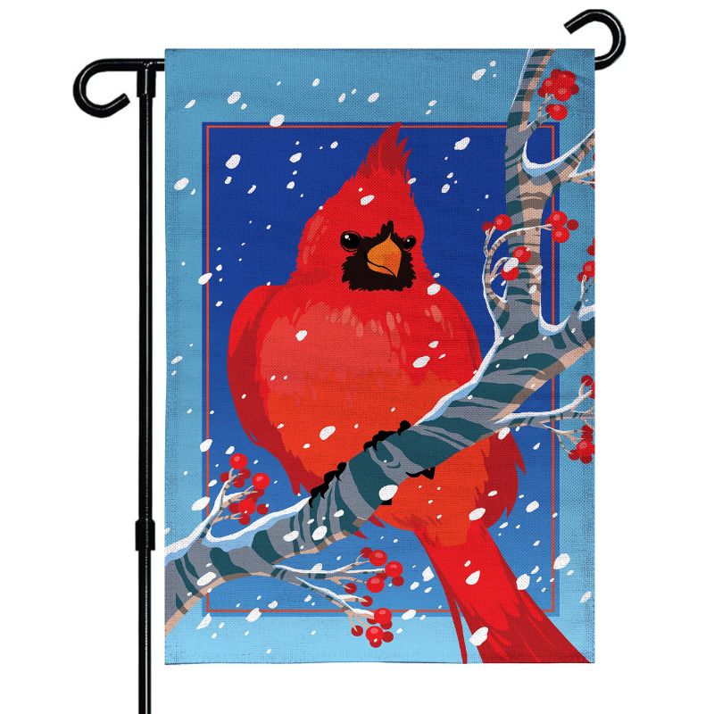 Snowy Cardinal Garden Flag